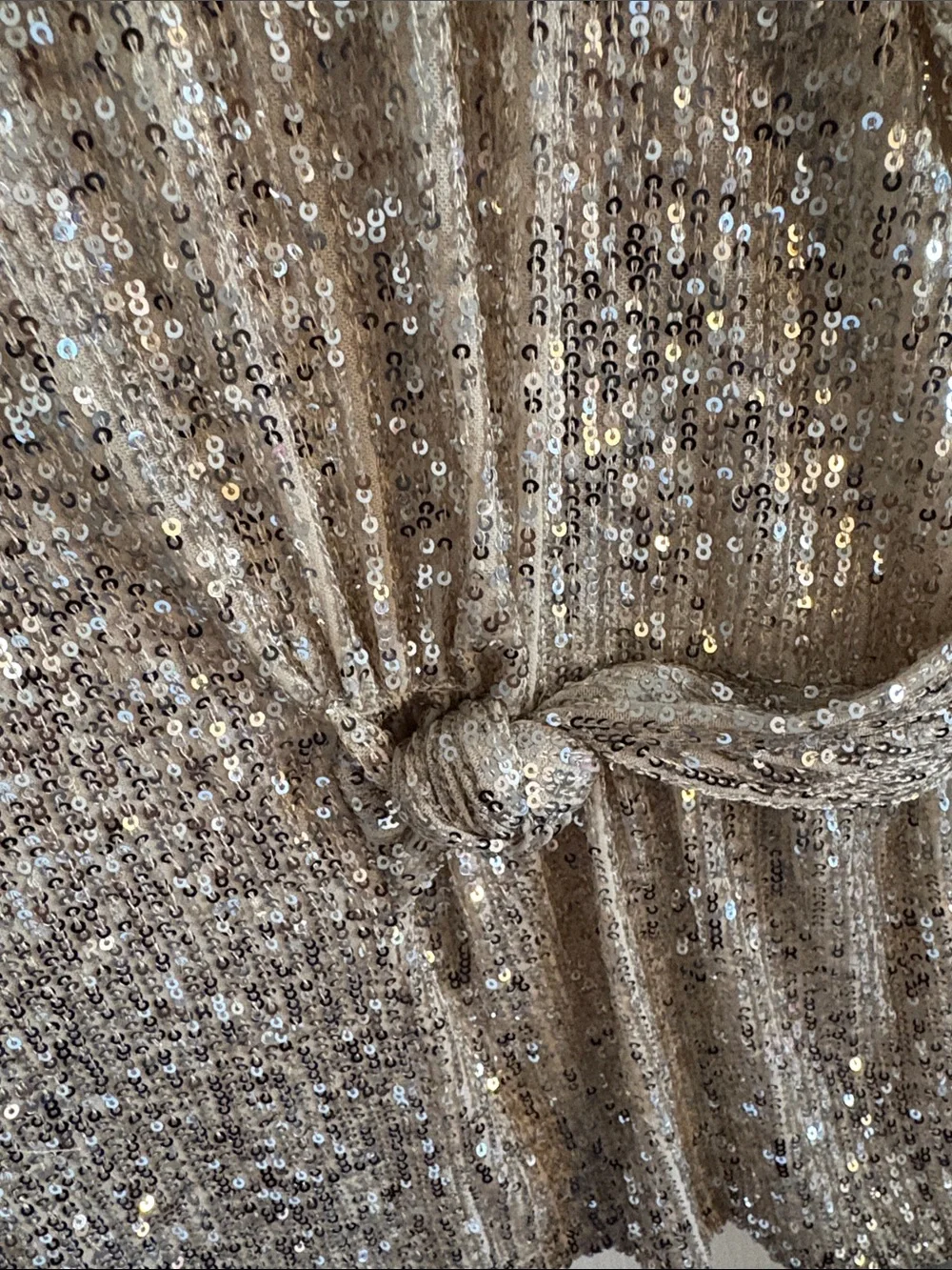 CeCe Sequin Short Sleeve Top in Champagne